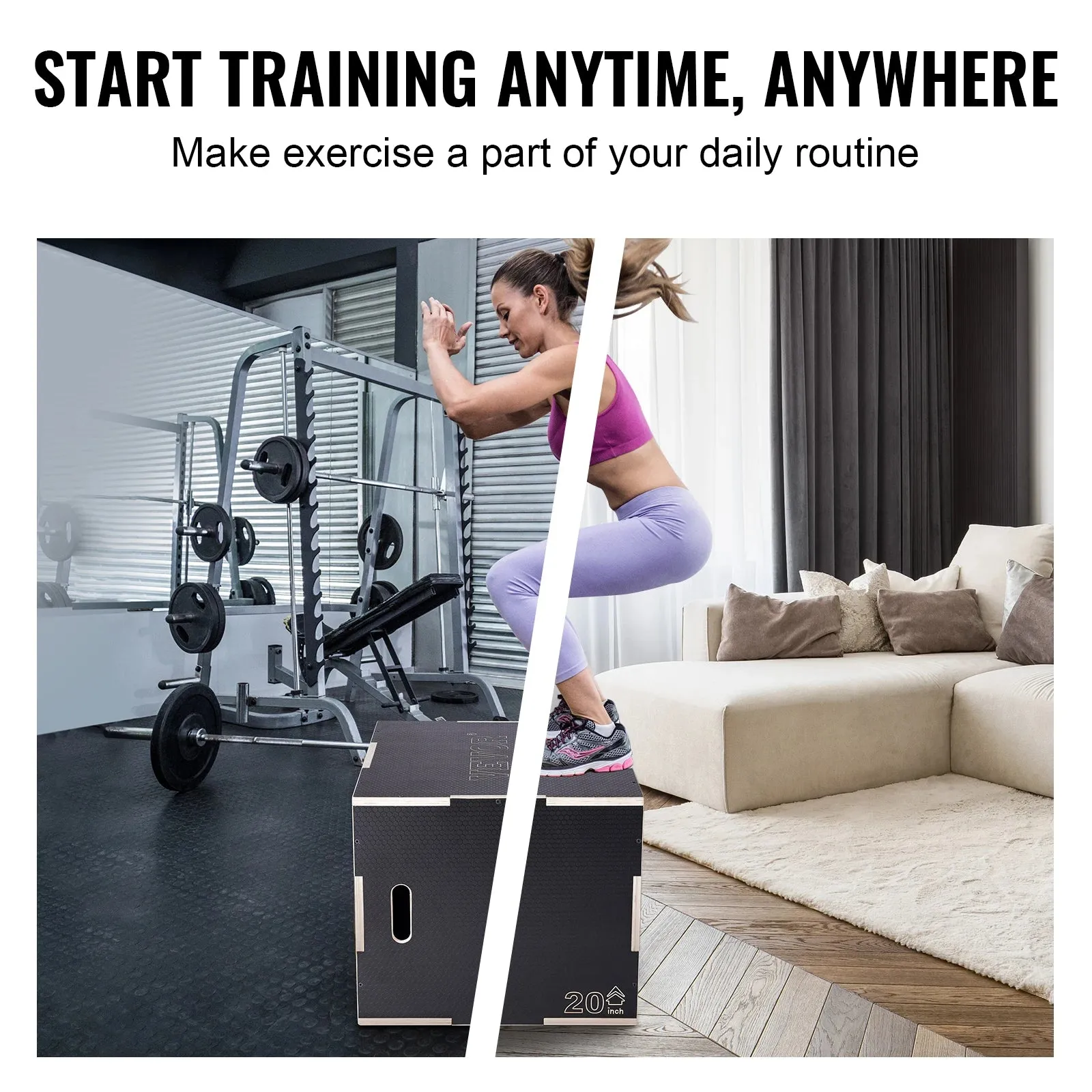 3 In 1 Wooden Plyometric Jump Box For Home Gym Strength Training