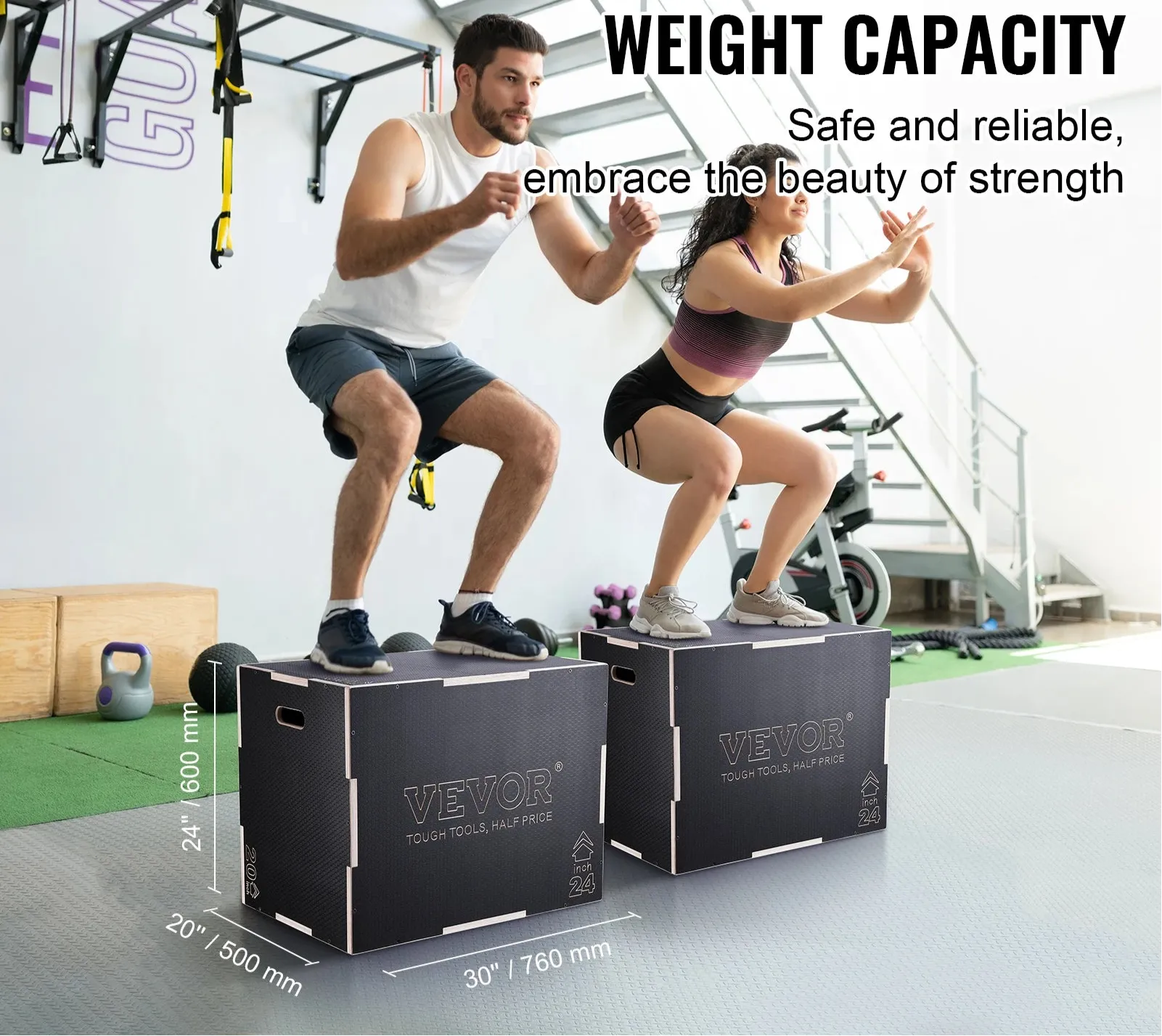 3 In 1 Wooden Plyometric Jump Box For Home Gym Strength Training