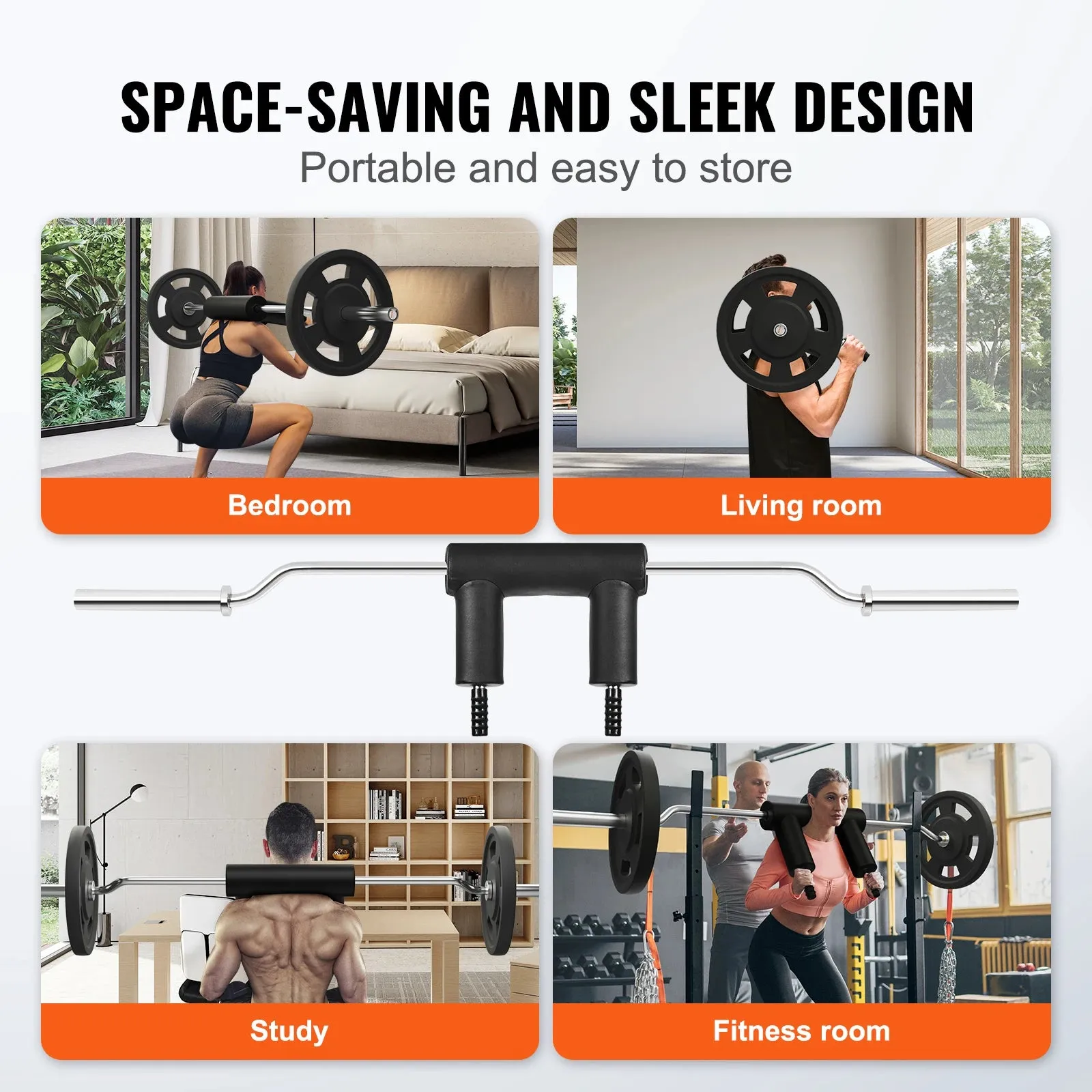 675Kg Fitness Safety Squat Bar Attachment With Shoulder & Arm Pads