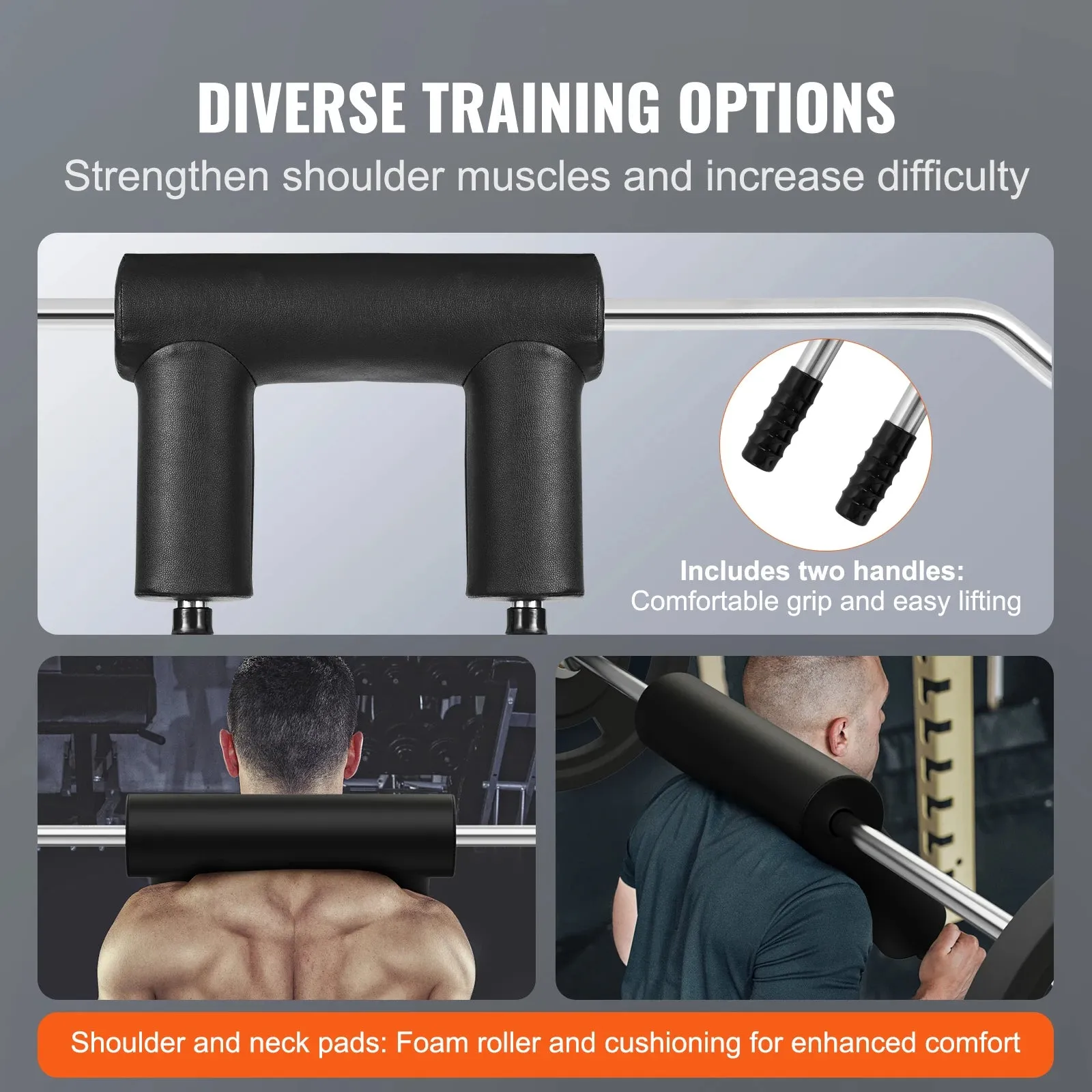675Kg Fitness Safety Squat Bar Attachment With Shoulder & Arm Pads