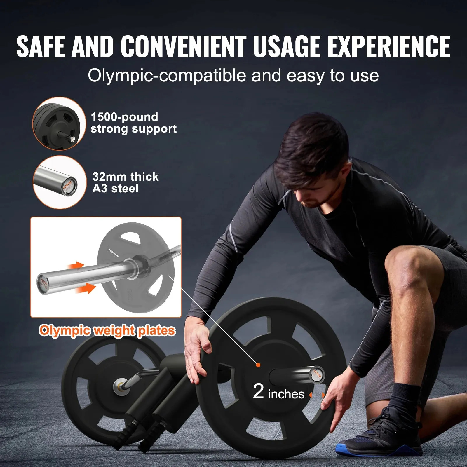 675Kg Fitness Safety Squat Bar Attachment With Shoulder & Arm Pads