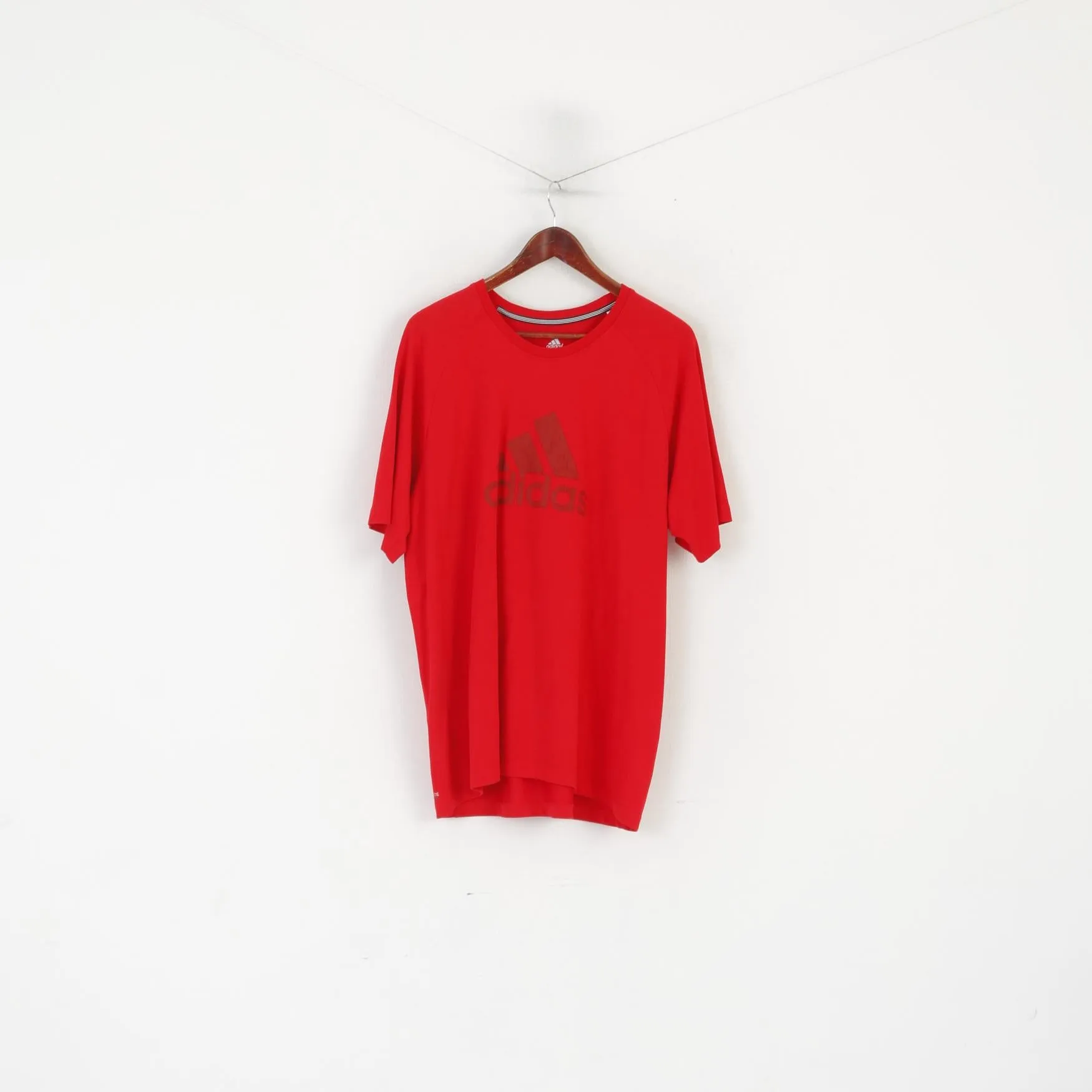 Adidas Men XL T-Shirt Red Cotton Vintage Sport Clima 365 Performance Essentials Top