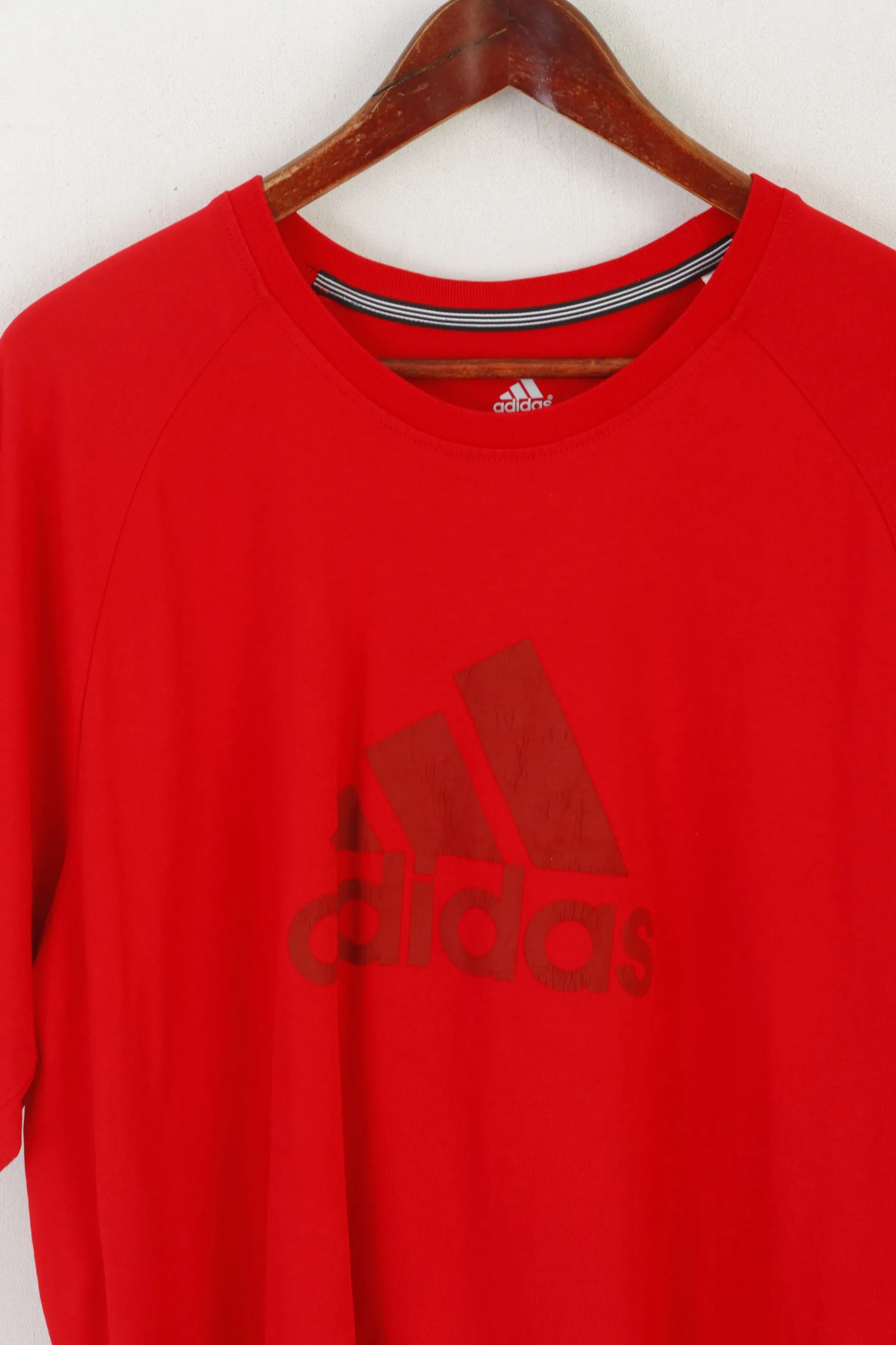 Adidas Men XL T-Shirt Red Cotton Vintage Sport Clima 365 Performance Essentials Top