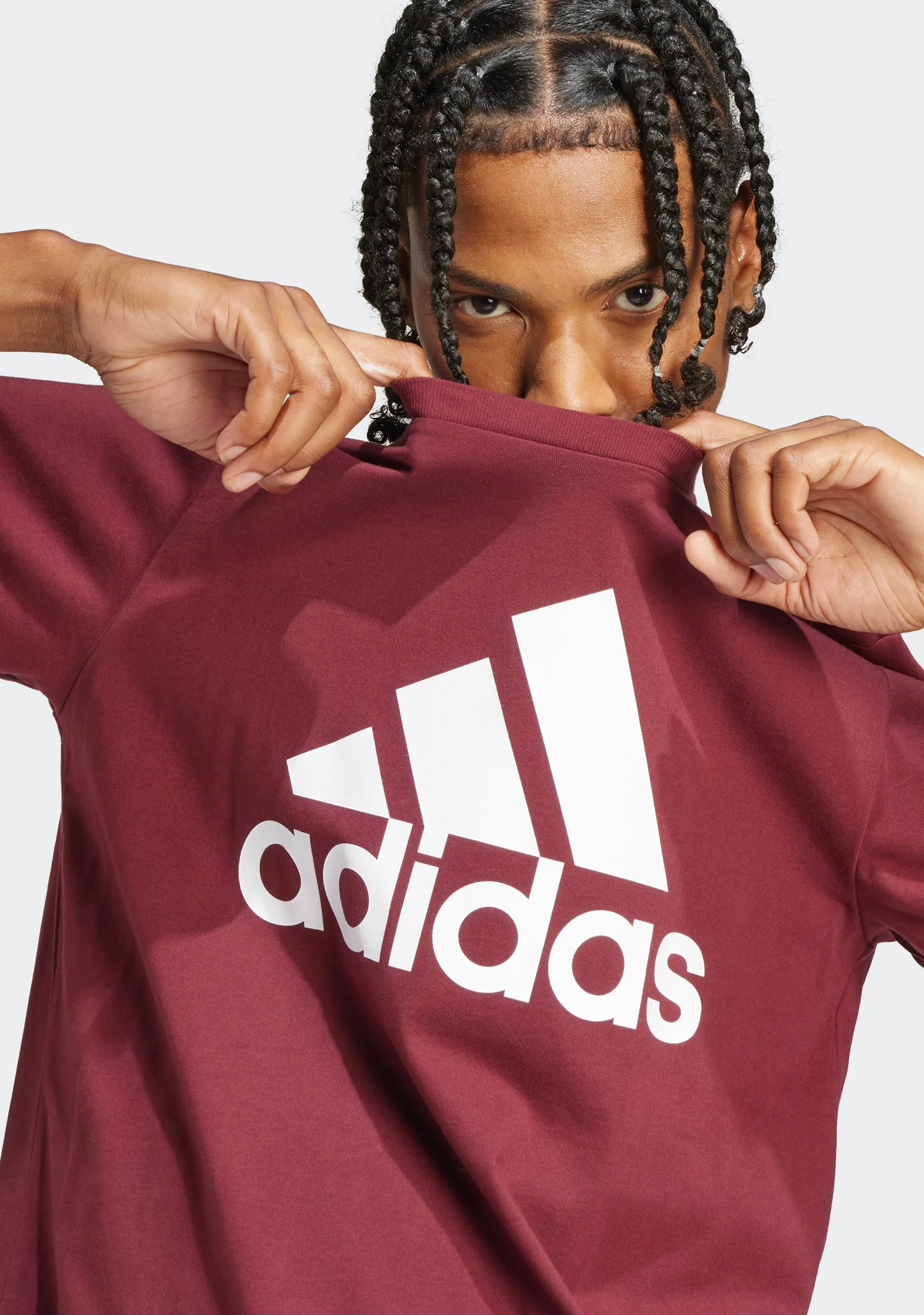 Adidas Men's Essentials Single Jersey Big Logo Tee Burgundy <br> IS1301