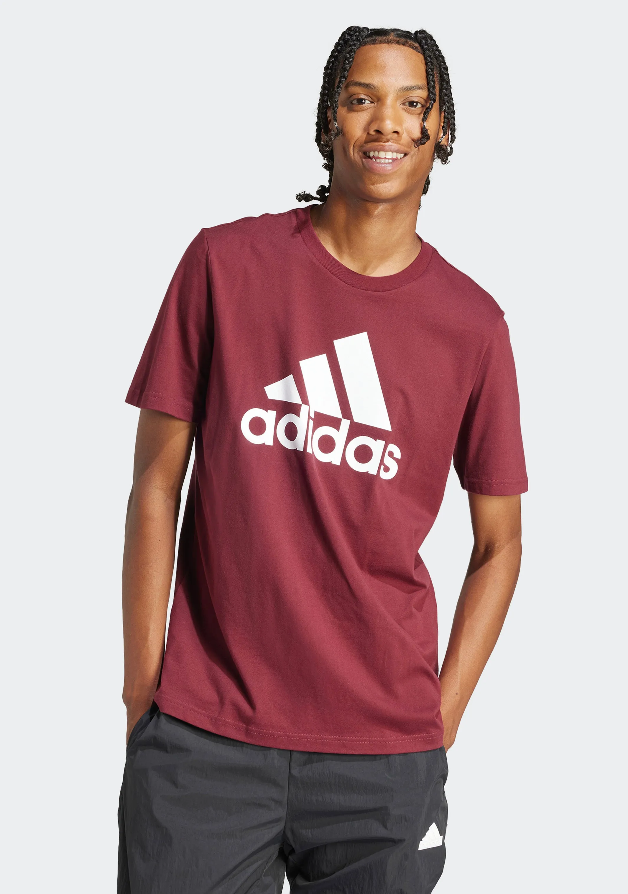 Adidas Men's Essentials Single Jersey Big Logo Tee Burgundy <br> IS1301