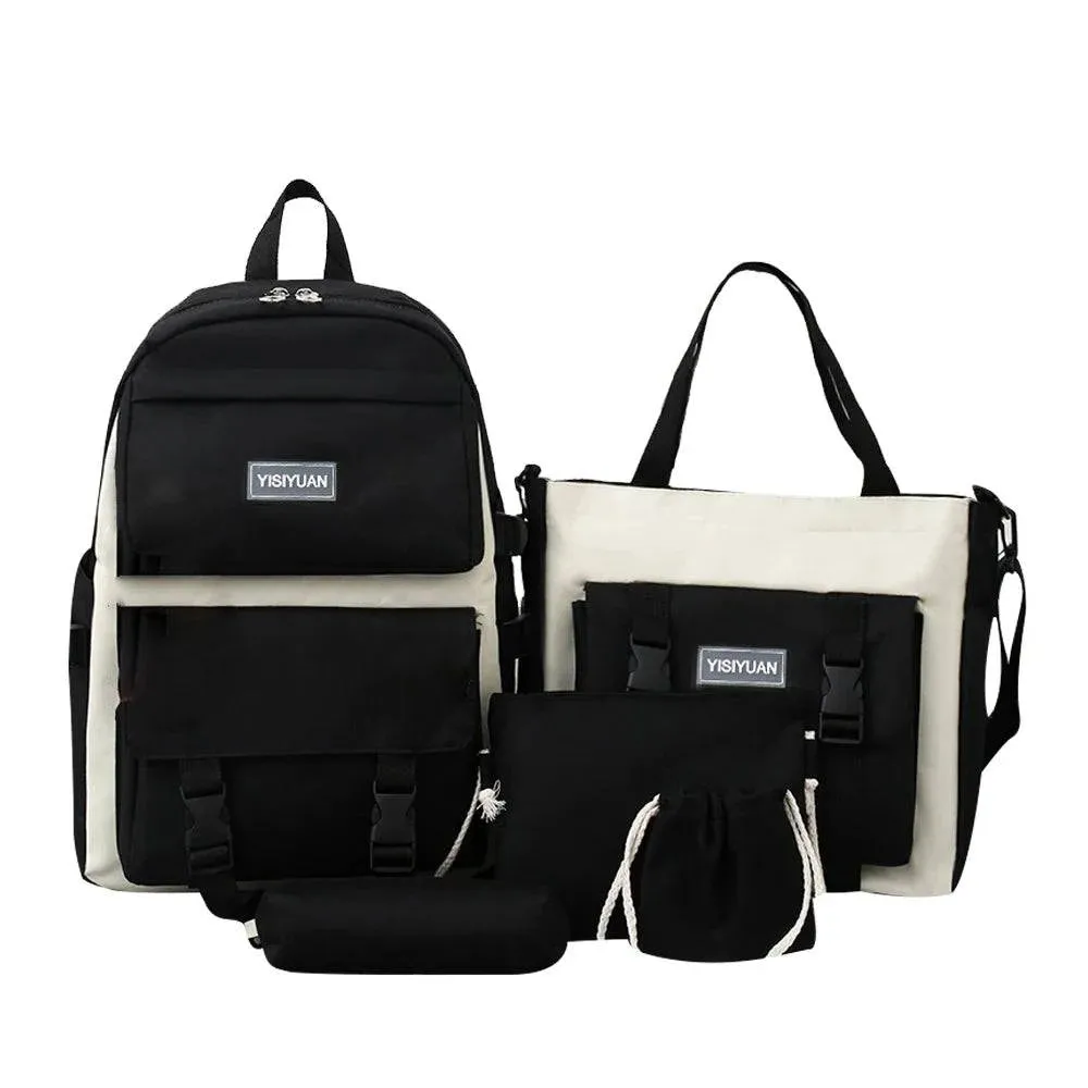 Camping Canvas Backpack Large Capacity Student Schoolbag Set Teenage Bag Hiking Bag Stationery Bags Stationery Bag Kit 2022 New
