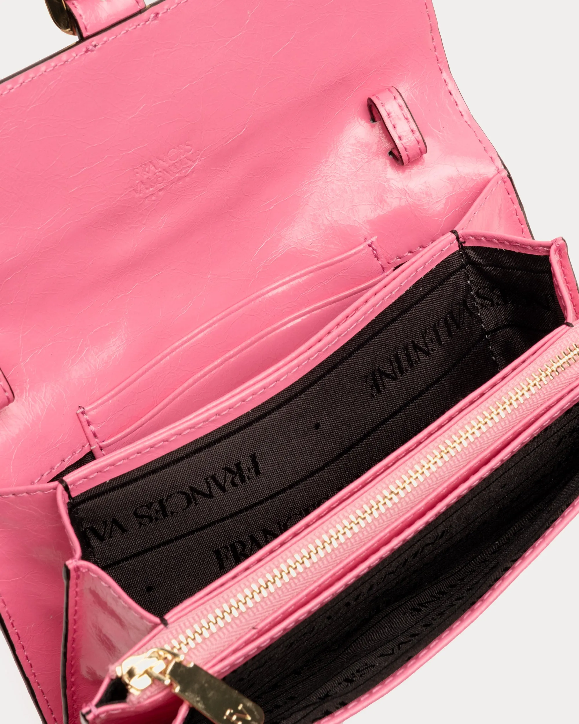 Crossbody Accordion Wallet Crinkled Leather