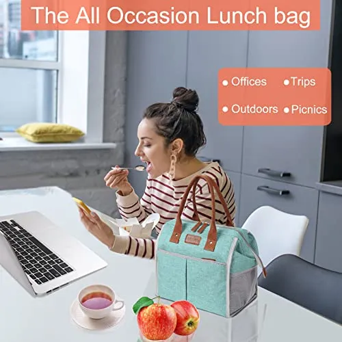 EASYFUN Lunch Bag for Women & Men, Large Insulated Lunch Box Cooler Tote Bags, Adult Reusable Lunch Boxes with Water Resistant for Work, Travel and Picnic (Aqua Green)