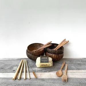 Eco-friendly Kitchenware Gift Set: Coconut Bamboo Loofah