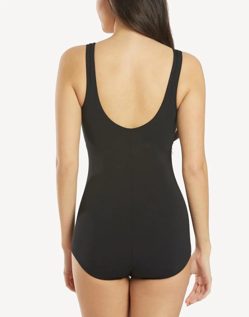 Horizontal Splice Polyester One Piece Swimsuit