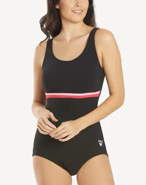 Horizontal Splice Polyester One Piece Swimsuit