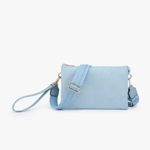 Jen & Co Izzy Diagonal Woven Crossbody With Guitar Strap In Light Blue