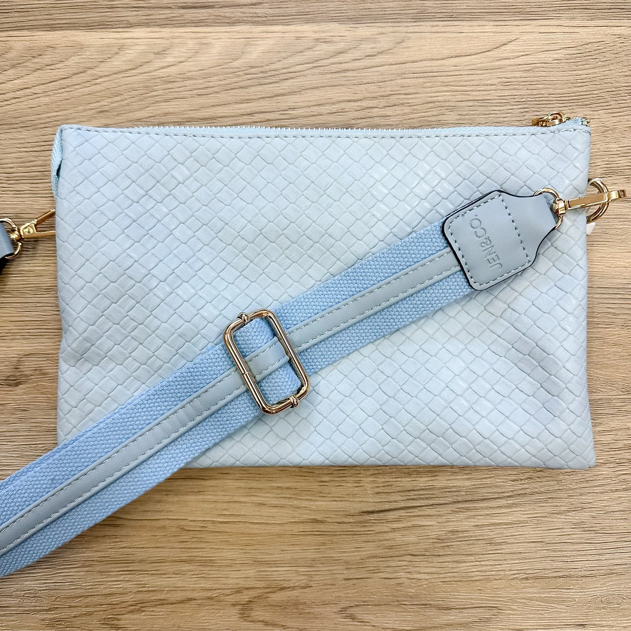 Jen & Co Izzy Diaz Woven Crossbody Handbag - Light Blue