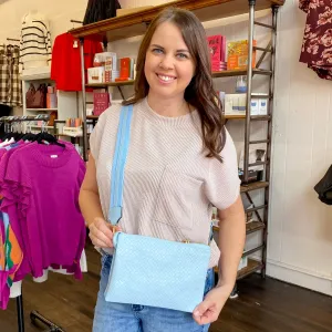 Jen & Co Izzy Diaz Woven Crossbody Handbag - Light Blue