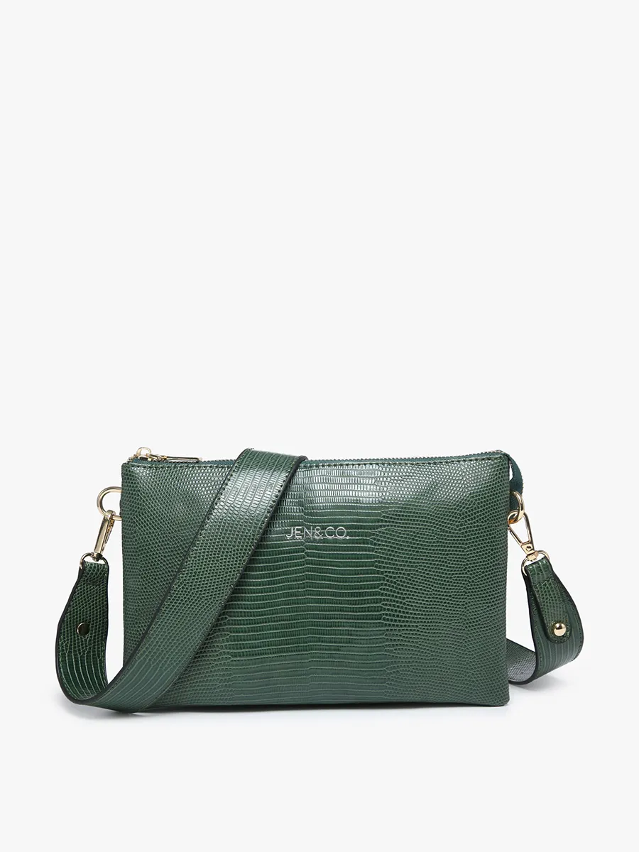 Jen & Co Izzy Lizard Crossbody With Chain Strap In Green