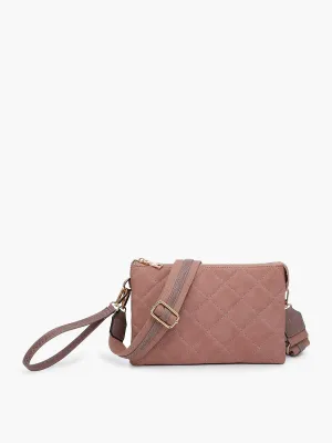 Jen & Co Izzy Quilted Crossbody With Guitar Strap In Mauve