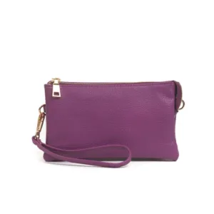 Jen & Co Riley Monogramable Three Compartment Crossbody Or Wristlet In Purple