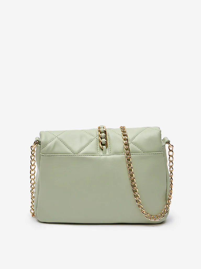 LOV Sage Quilted Gold-Chained Sling Bag