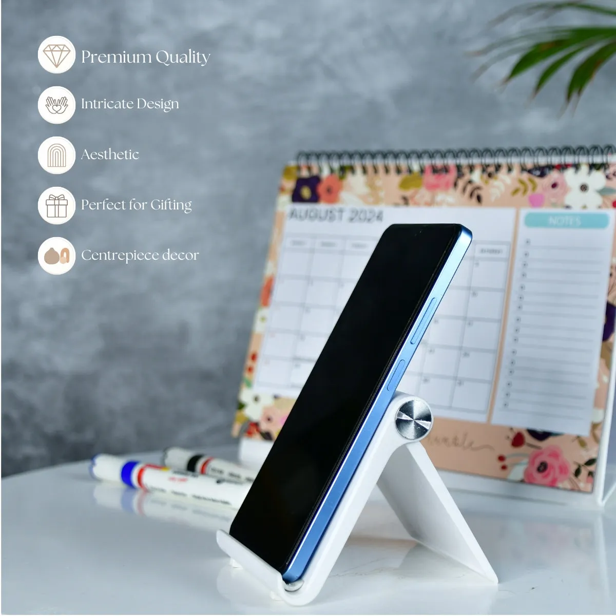 Mayii Trendy Adjustable Silver Tablet Stand with White Hinges
