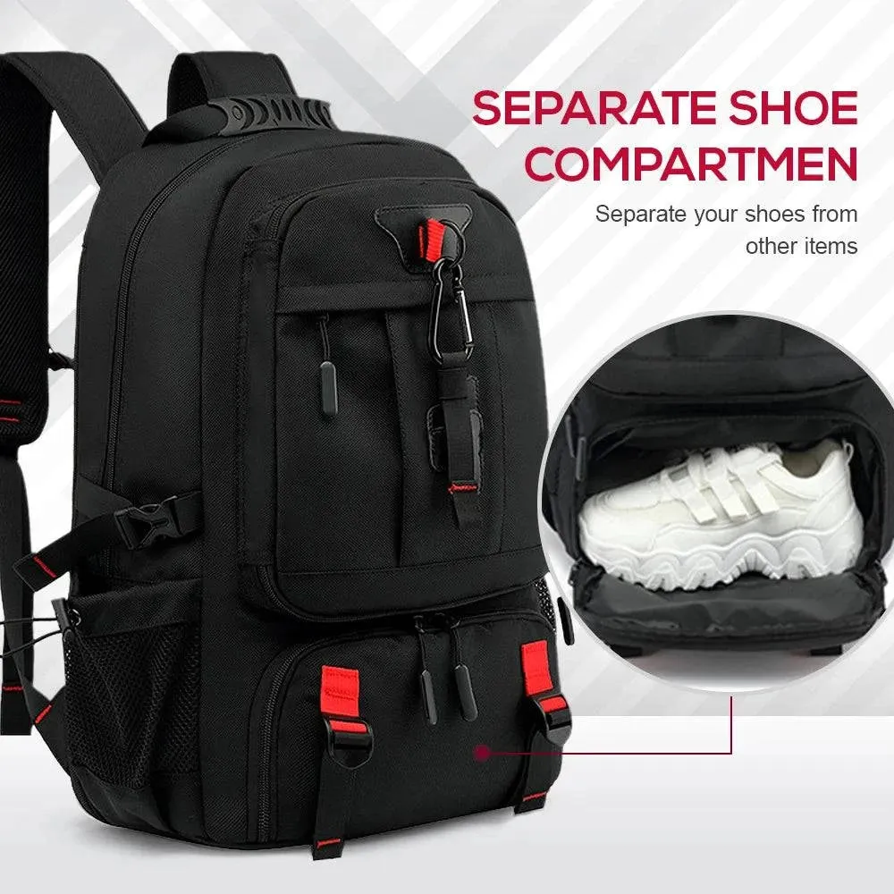 Outdoor Backpack with USB Interface Shoe Compartment Large Capacity Travel Bag  Hiking Camping Trekking Gear for Mountaineering