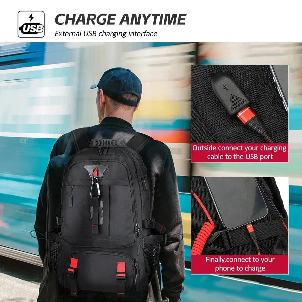 Outdoor Backpack with USB Interface Shoe Compartment Large Capacity Travel Bag  Hiking Camping Trekking Gear for Mountaineering