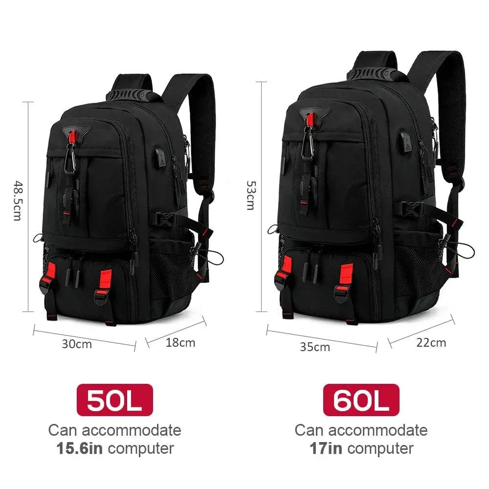 Outdoor Backpack with USB Interface Shoe Compartment Large Capacity Travel Bag  Hiking Camping Trekking Gear for Mountaineering