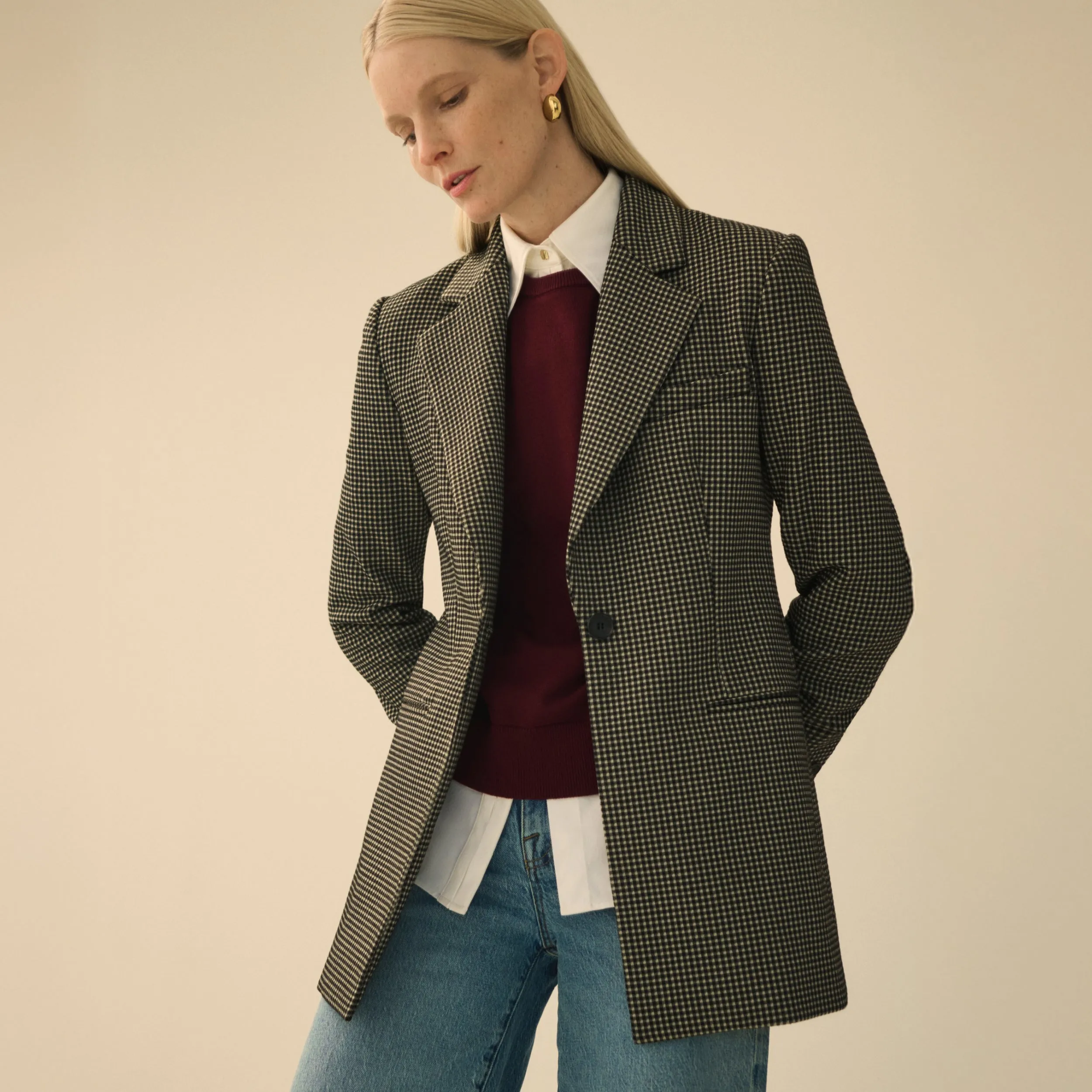 Rossi Executive Blazer - Knit Suiting :: Classic Check