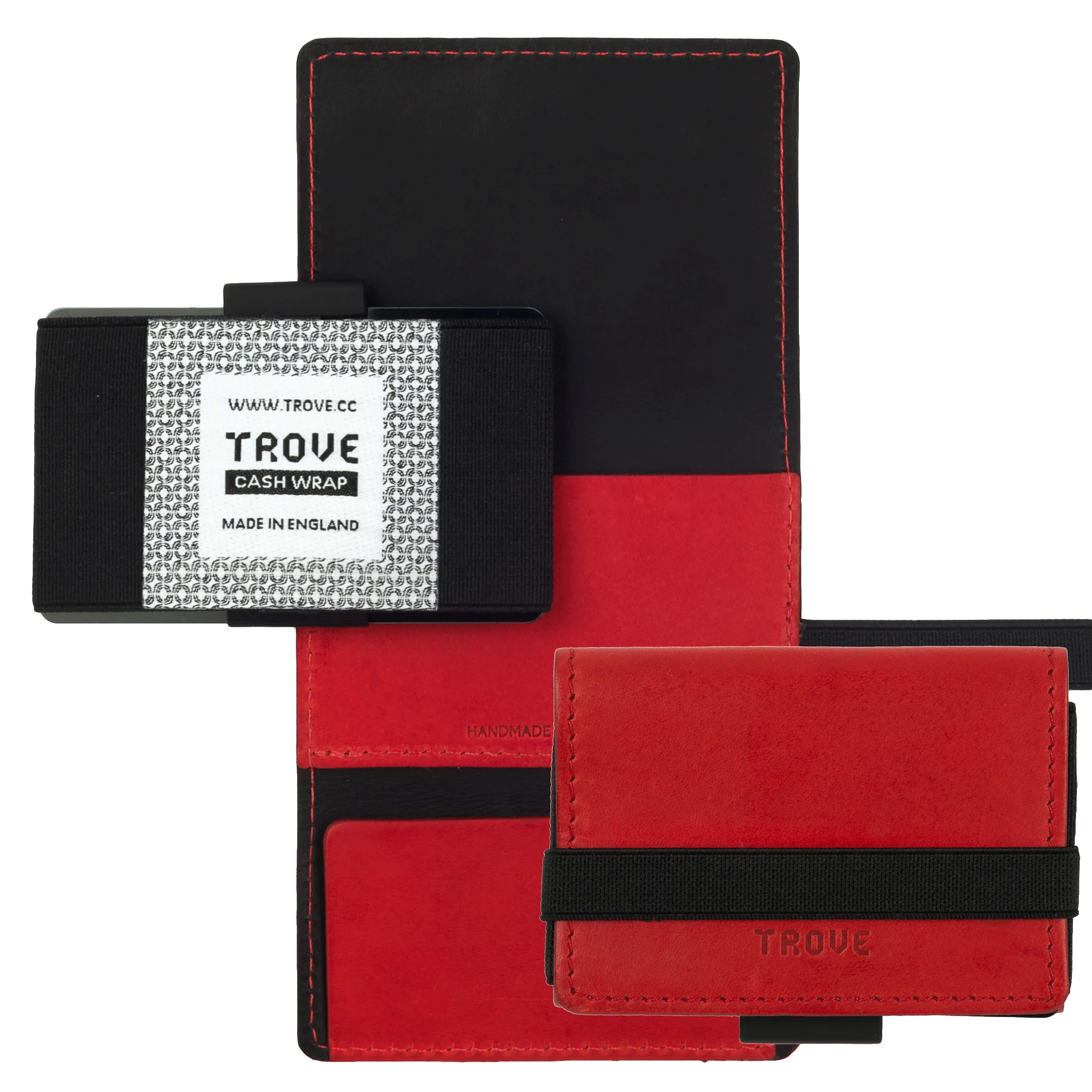TROVE Cash Wrap: Red Leather and Black