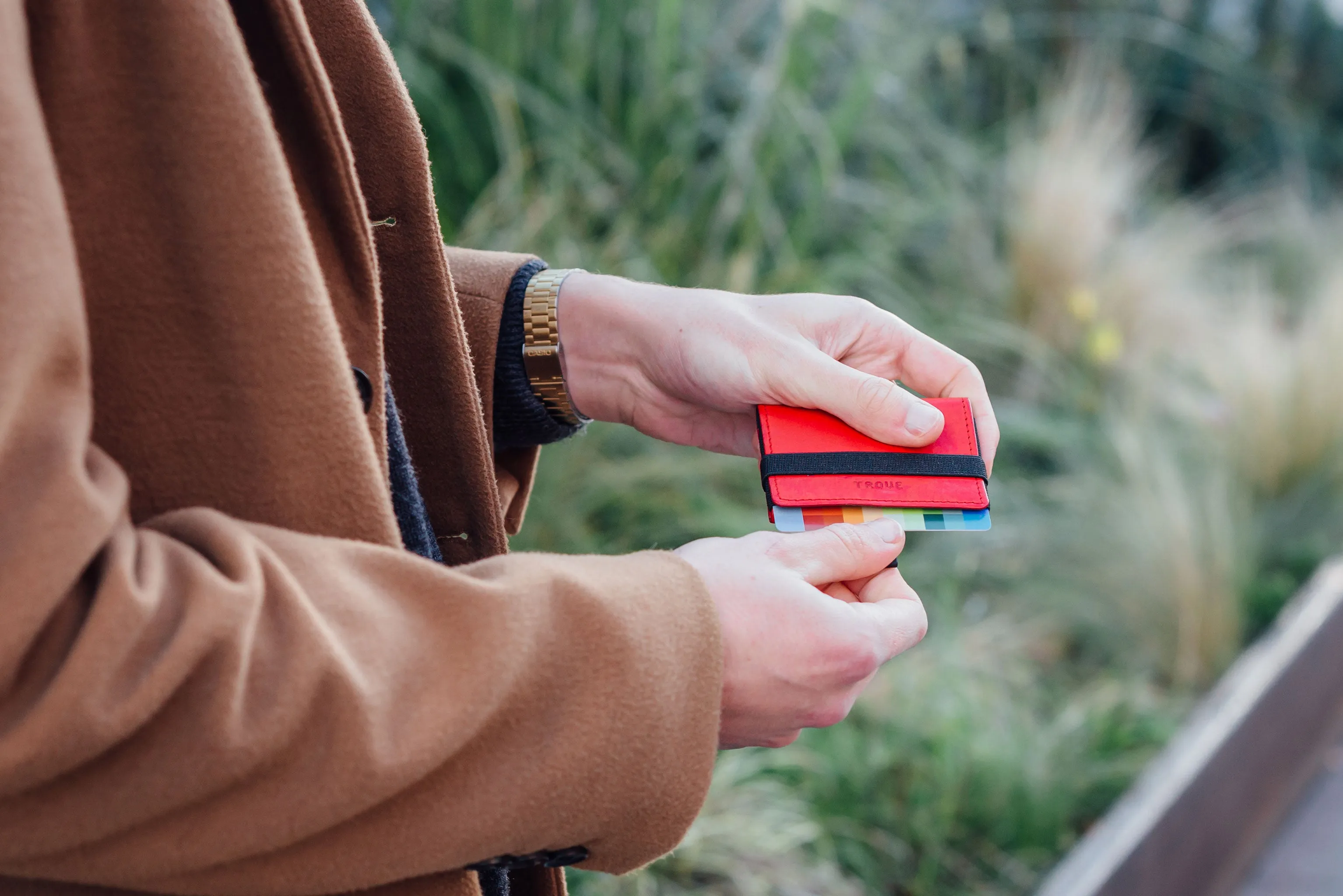 TROVE Cash Wrap: Red Leather and Black