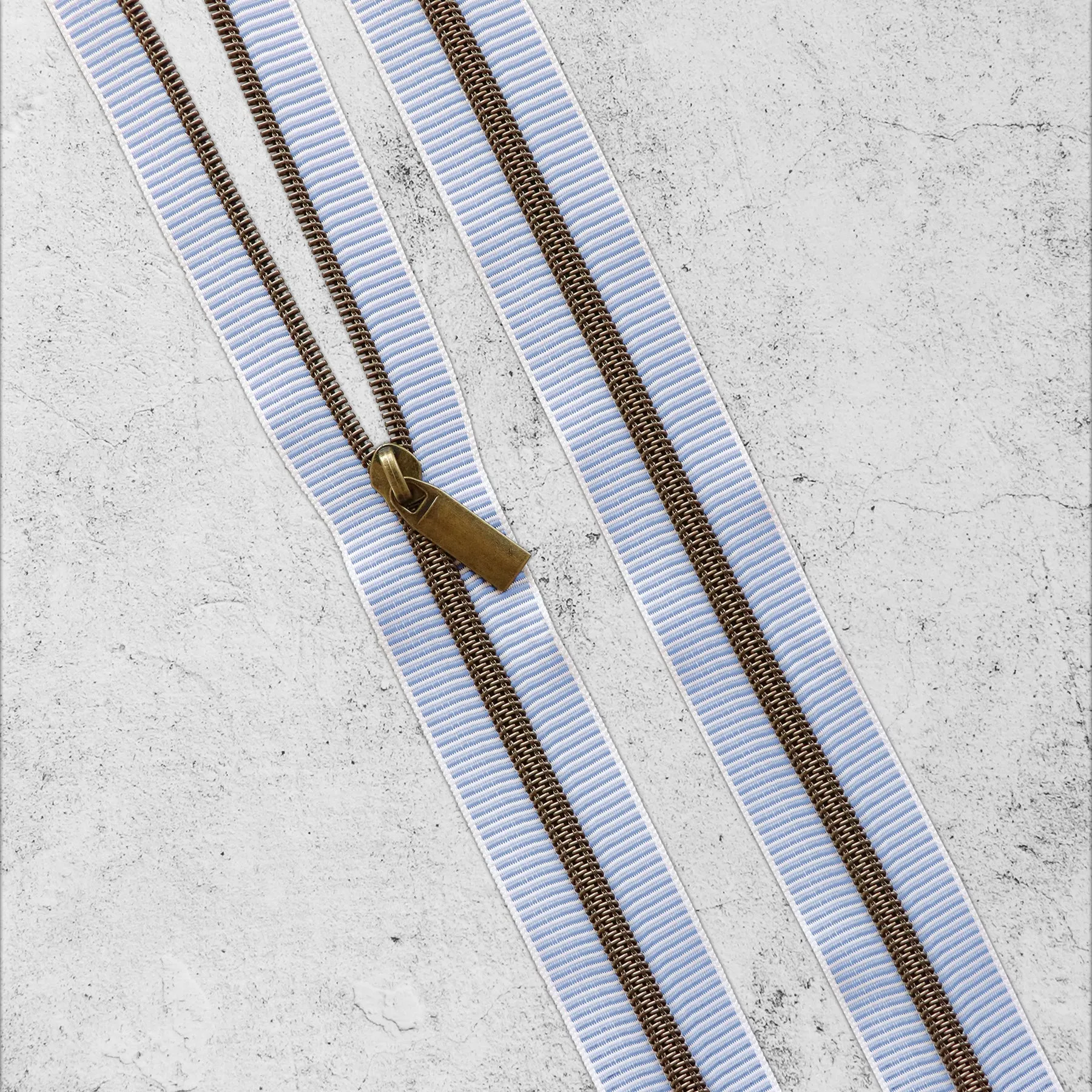White & Marina Striped Nylon Coil Zippers