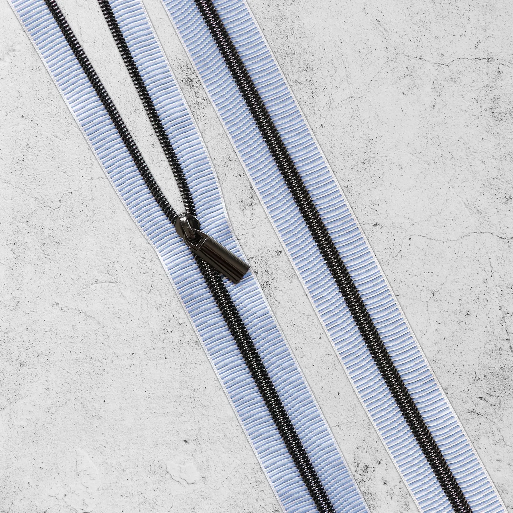 White & Marina Striped Nylon Coil Zippers